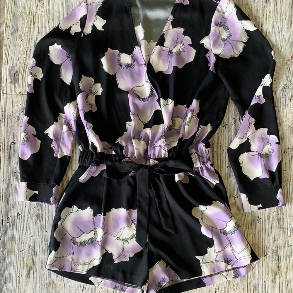 Marciano black & purple floral romper